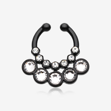 Colorline Aureole Gemina Sparkle Fake Septum Clip-On Ring-Black/Clear